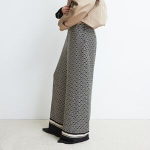 H&M Black and White Patterned Wide Leg Pants